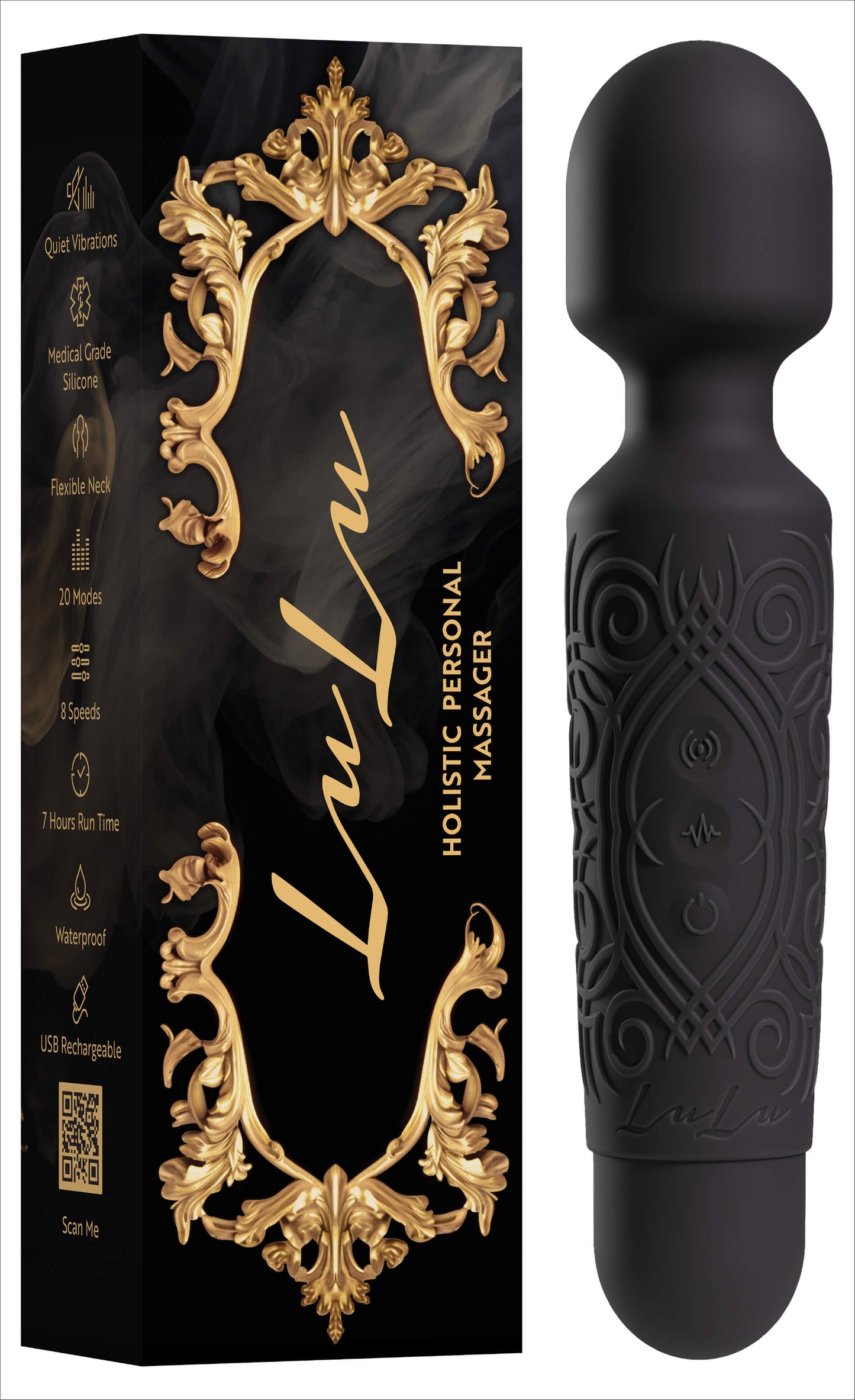 lulu intense pleasure clitoral stimulation wand vibrator - black