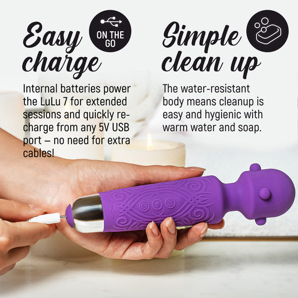 LuLu 7 Powerful Handheld Electric Back Massager for Women - Strong Personal Magic Massage for Sports Recovery, Muscle Aches, & Body Pain - 20 Patterns & 5 Speeds
