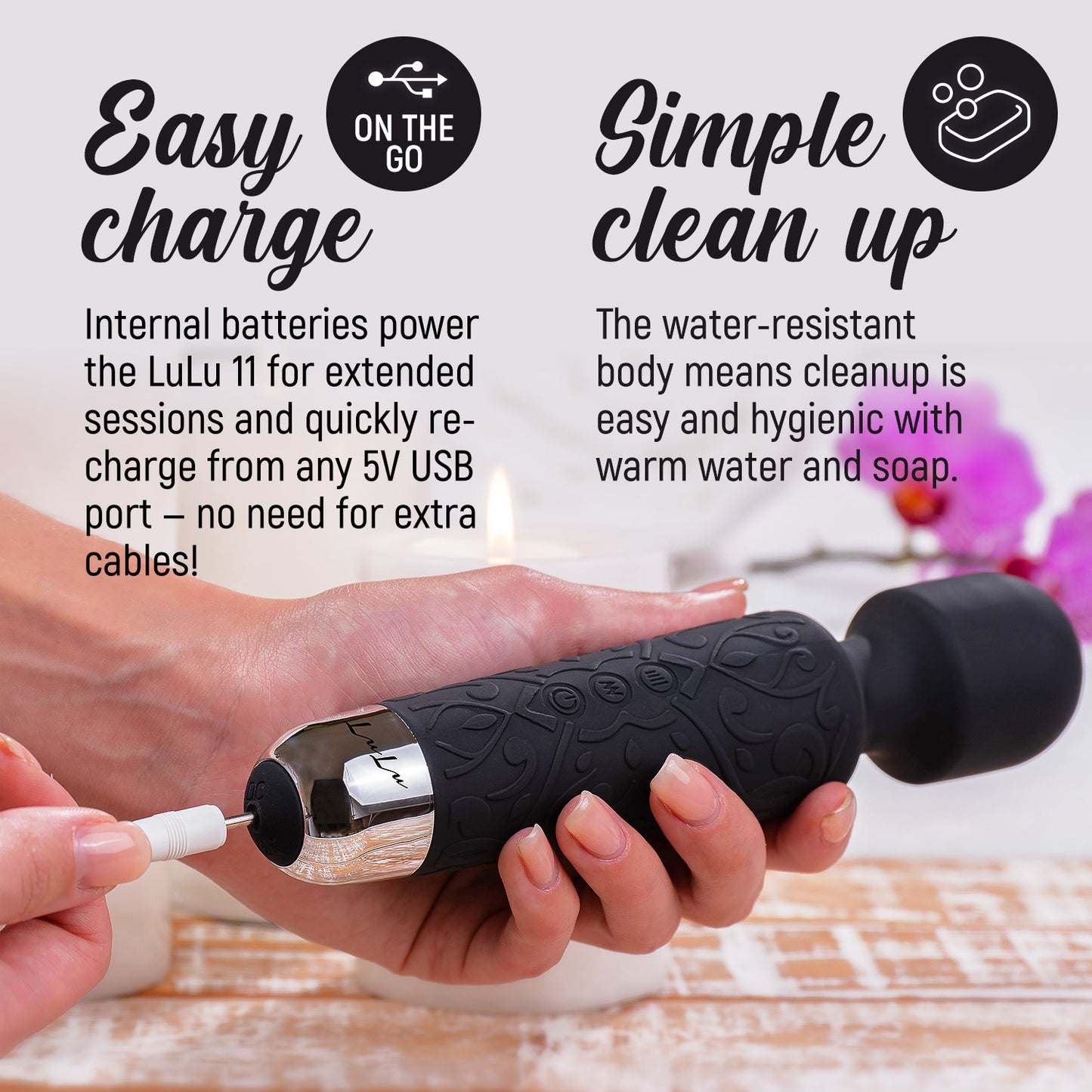 lulu 11 powerful handheld electric back massager for women - strong personal magic massage for sports recovery, muscle aches, & body pain - 20 patterns & 5 speeds
