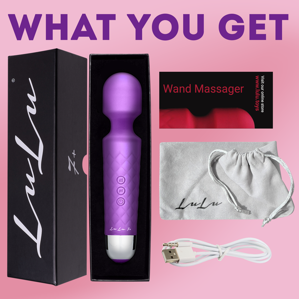 LuLu 7+ Purple (old version) Powerful Handheld Electric Back Massager for Women - Strong Personal Magic Massage for Sports Recovery, Muscle Aches, & Body Pain - 20 Patterns & 5 Speeds